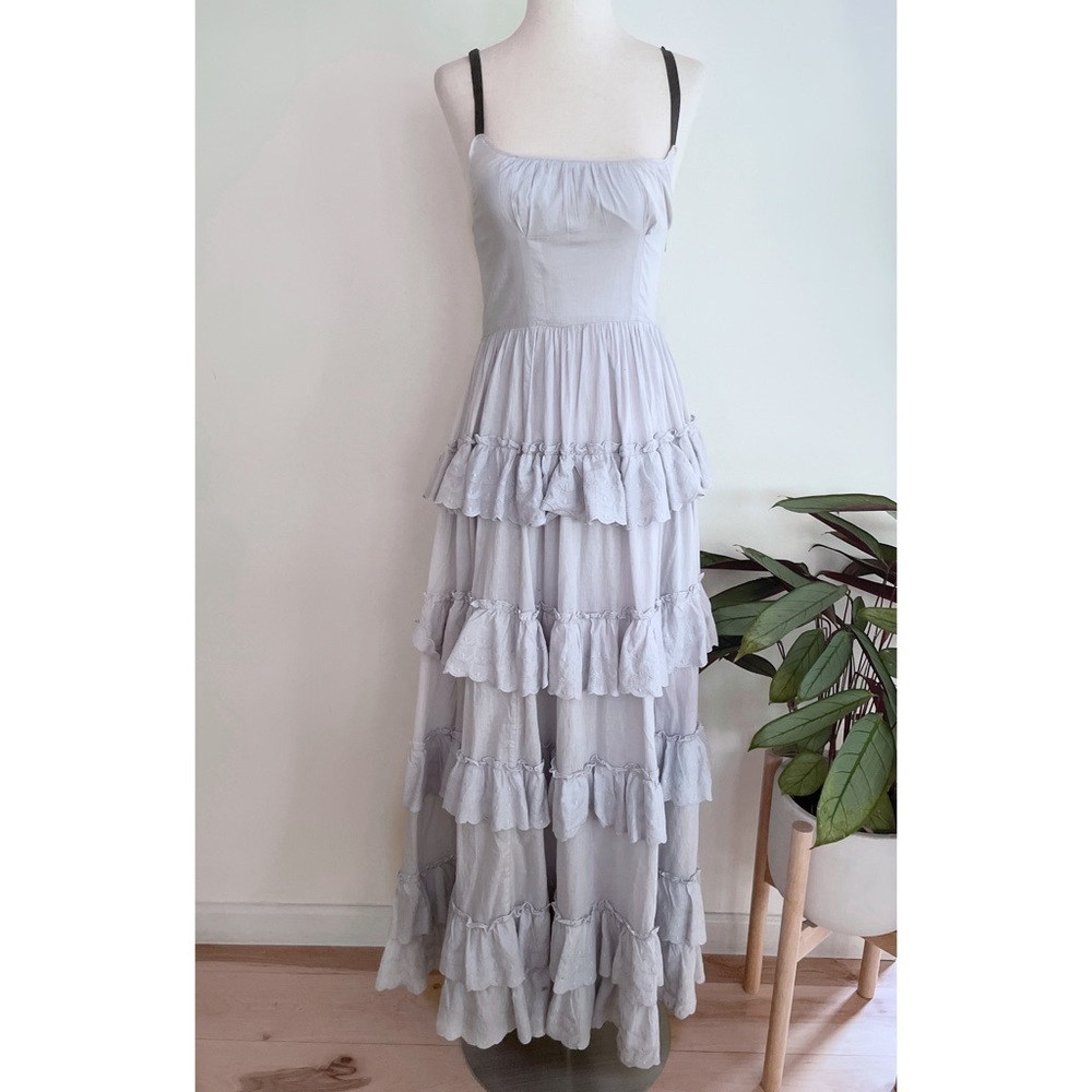 NWT Urban Outfitters UO Annabelle Eyelet Floral Tiered Ruffle Maxi Dress XS​​​​​ - Picture 2 of 12